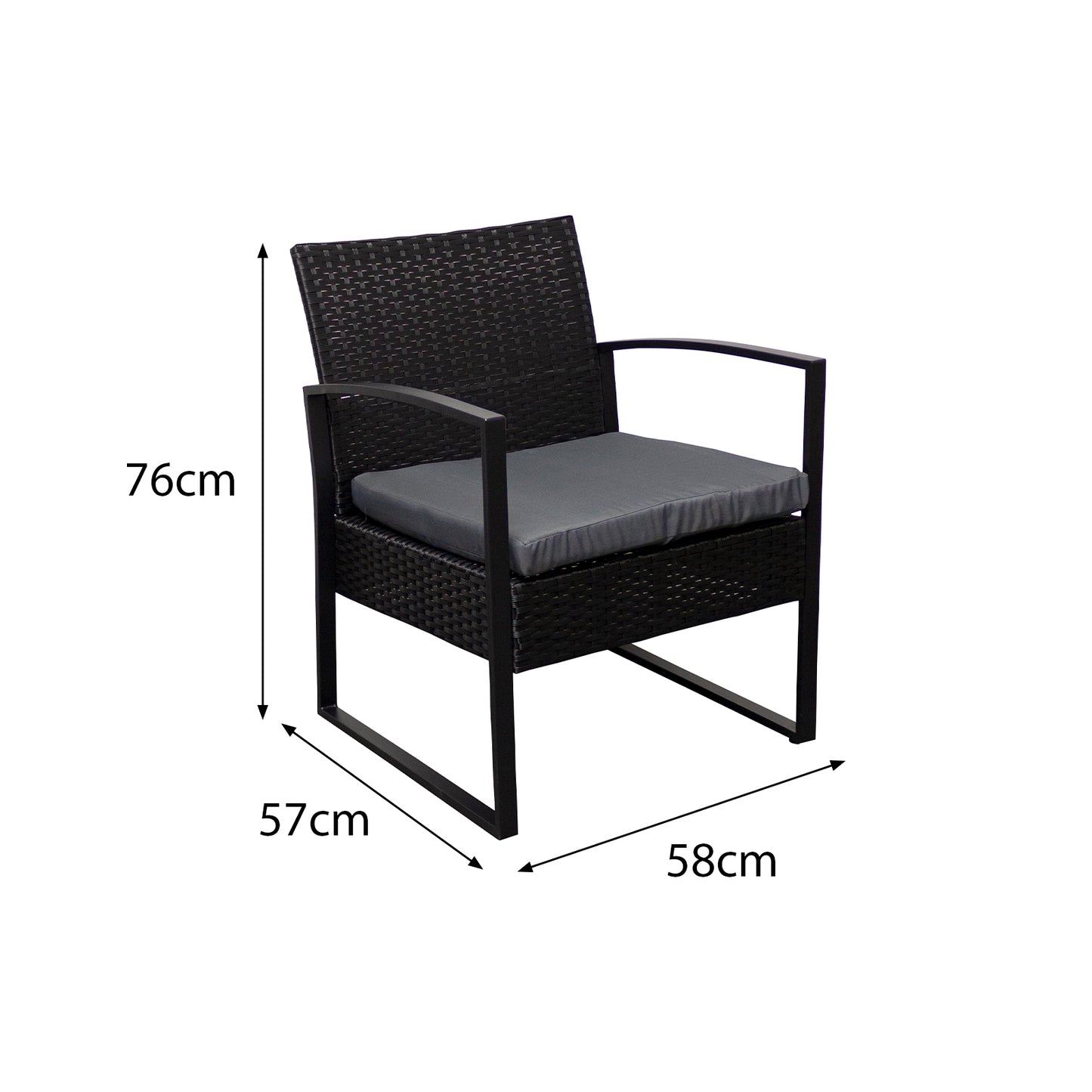 Cumberland KD Rattan 2 Seat Tea for Two Set in Black