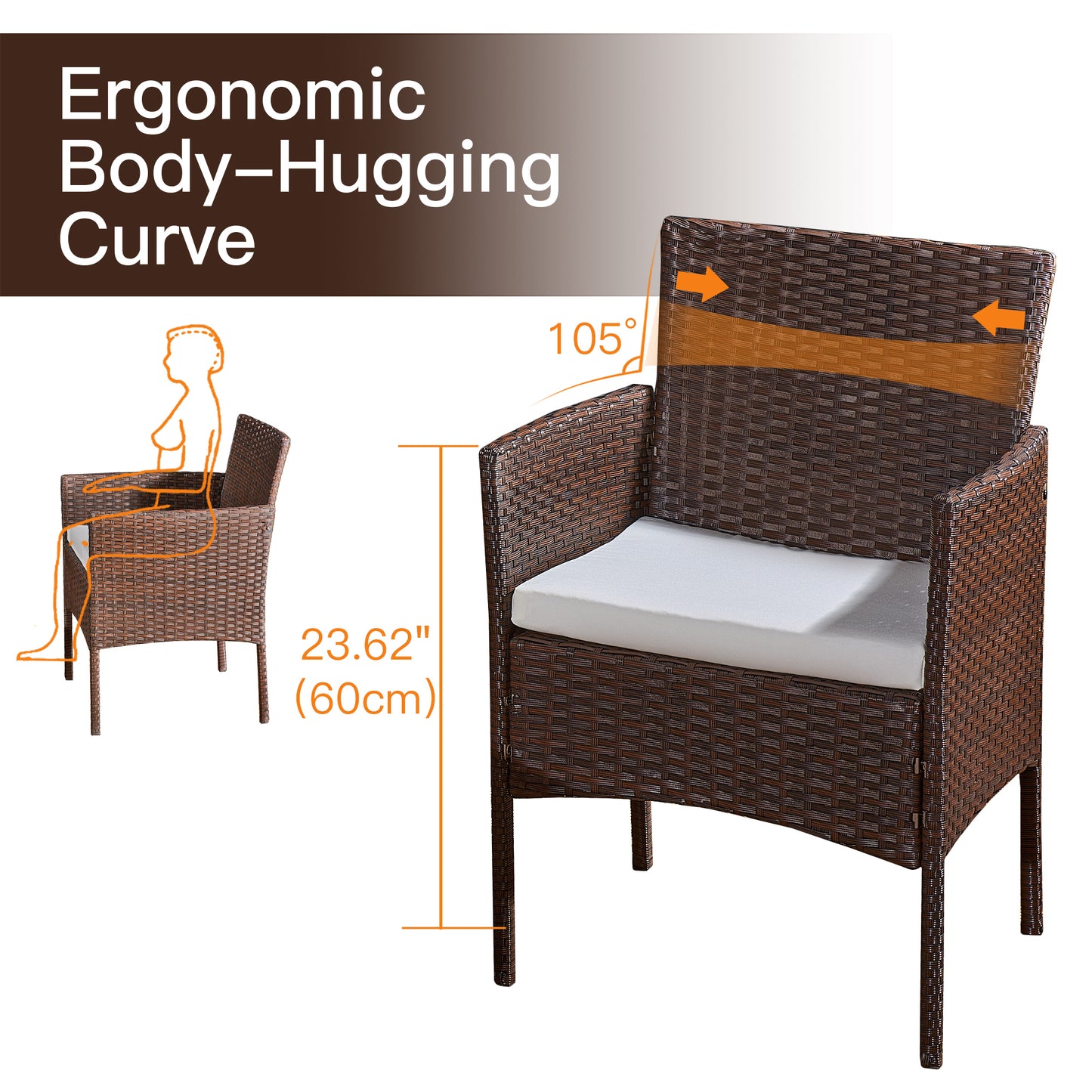 Garden Furniture Rattan Sofa Acorn Four-seater Lounge set-Mixed Brown