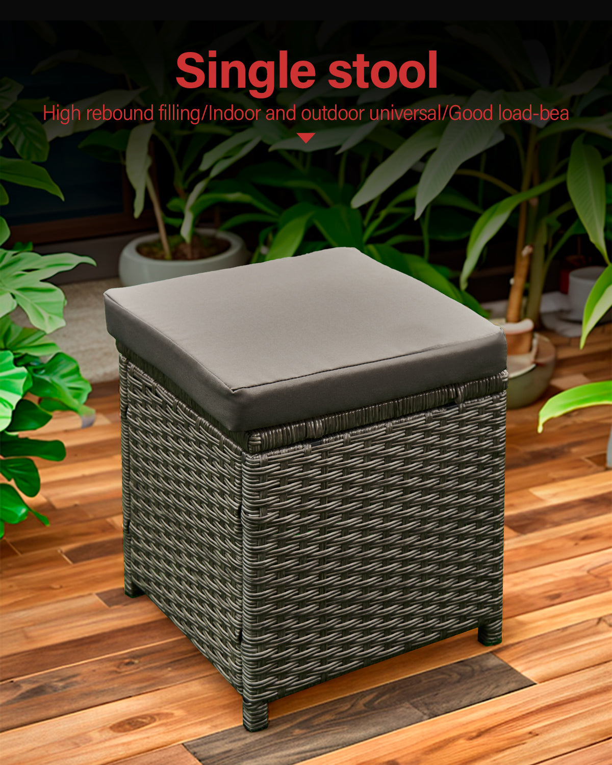 Acorn 7 Pieces Wicker Outdoor Sectional Sofa with High Table and Chairs-Grey