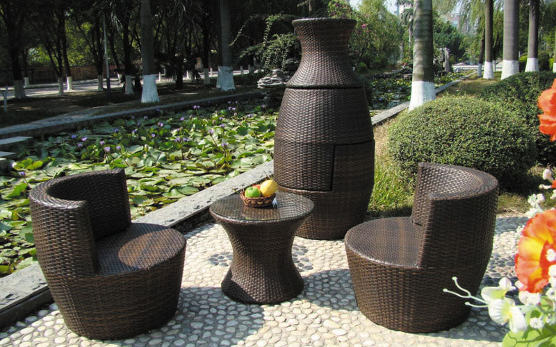 Provence Outdoor Conservatory Rattan 2 Seat Round Tea For Two Set