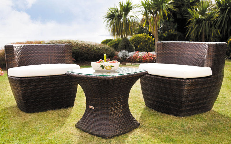 Provence Outdoor Conservatory Rattan 2 Seat Round Tea For Two Set