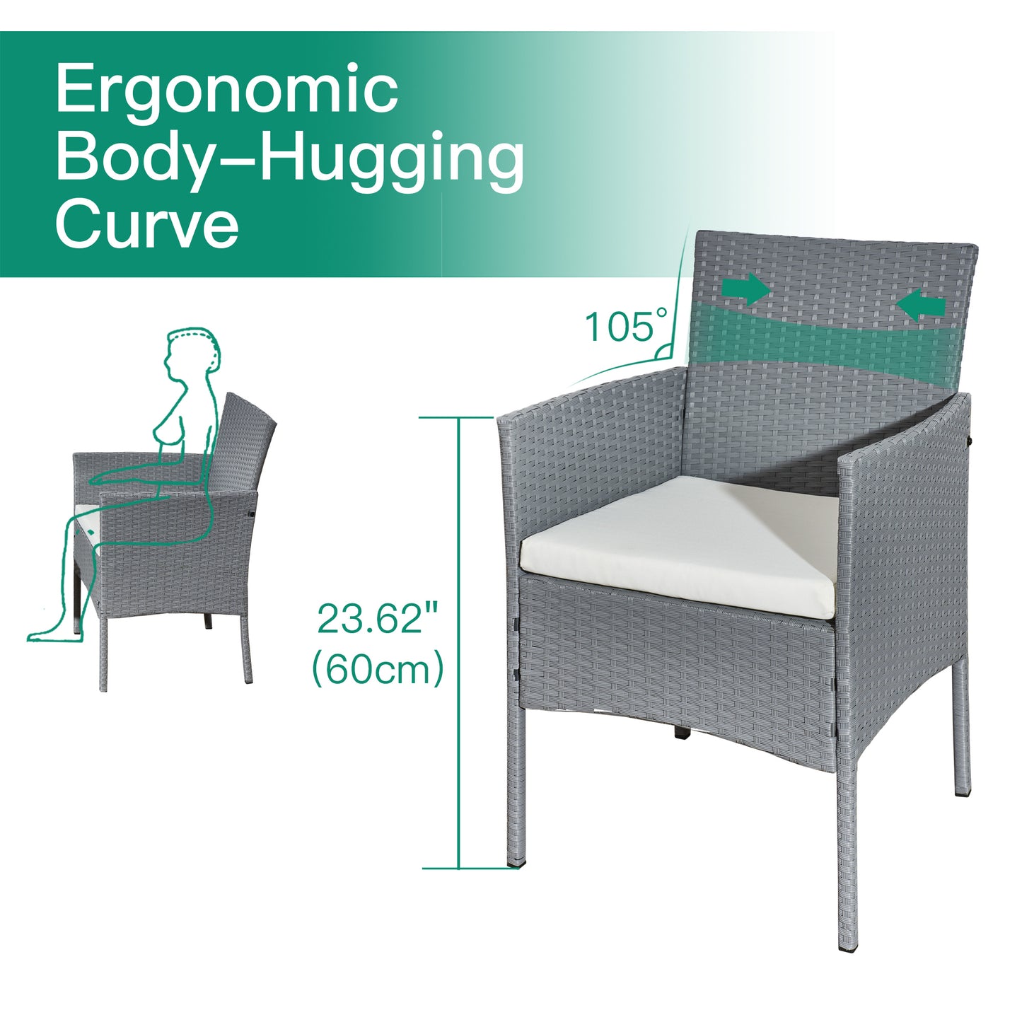 Garden Furniture Rattan Sofa Acorn Four-seater Lounge set-Grey