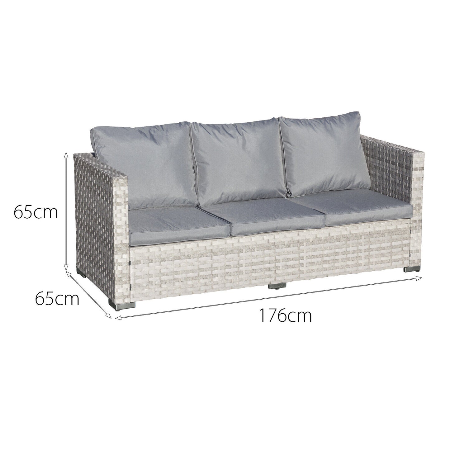 Malta XS Rattan 9 Seat U-Shape Set in Dove Grey