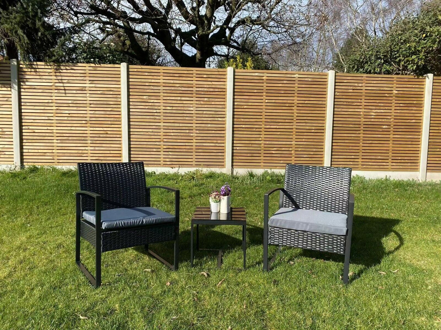 Cumberland KD Rattan 2 Seat Tea for Two Set in Black