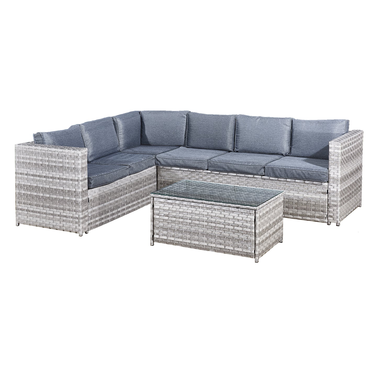 Garden Furniture Rattan Corner Sofa Set Acorn Corner sofa set with grey cushion