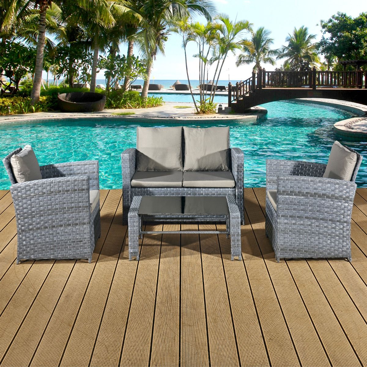 Garden Furniture Rattan Lounge Sofa Acorn Four seater Lounge set