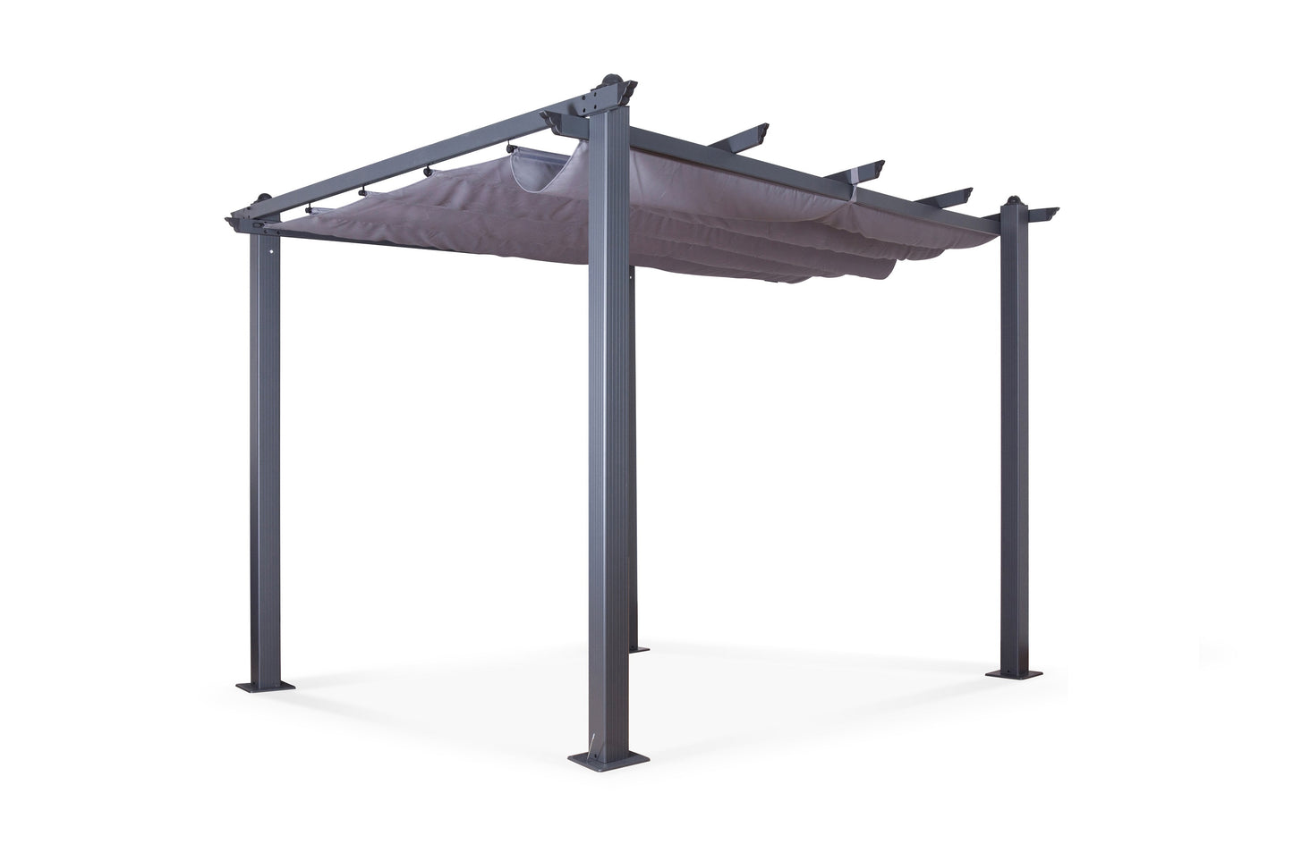 Acorn Aluminium 3m Square Pergola Gazebo in Grey and White