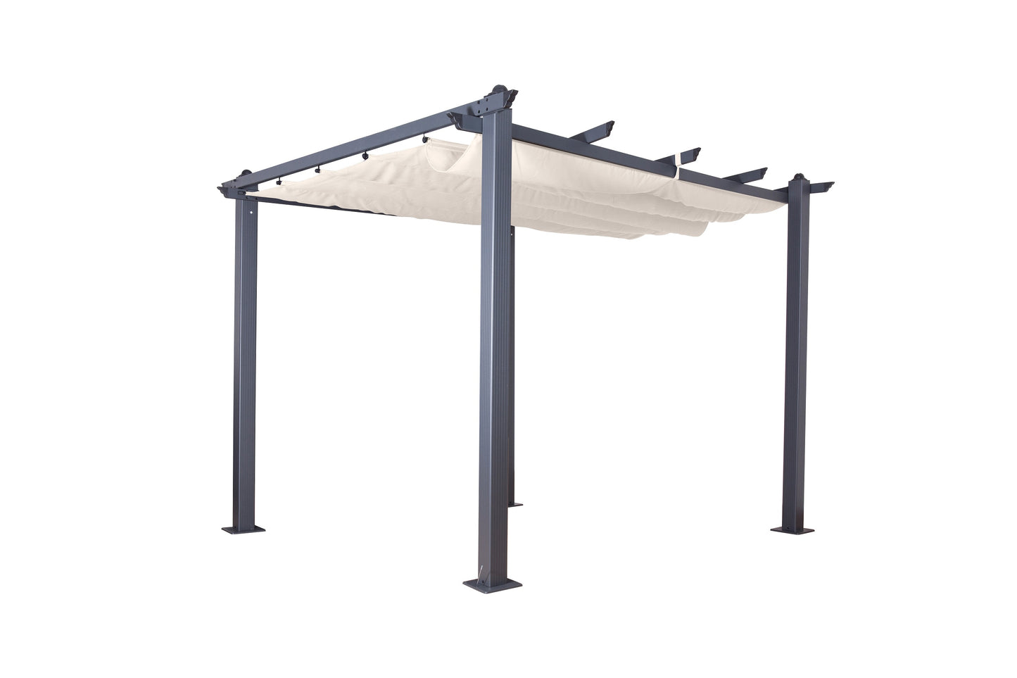 Acorn Aluminium 3m Square Pergola Gazebo in Grey and White