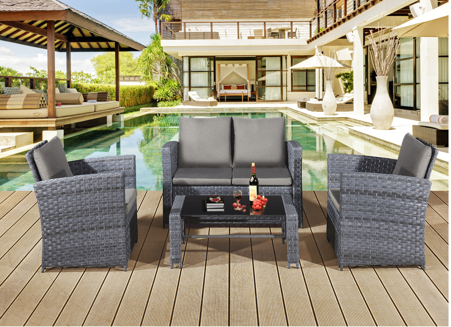 Garden Furniture Rattan Lounge Sofa Acorn Four-seater Lounge set