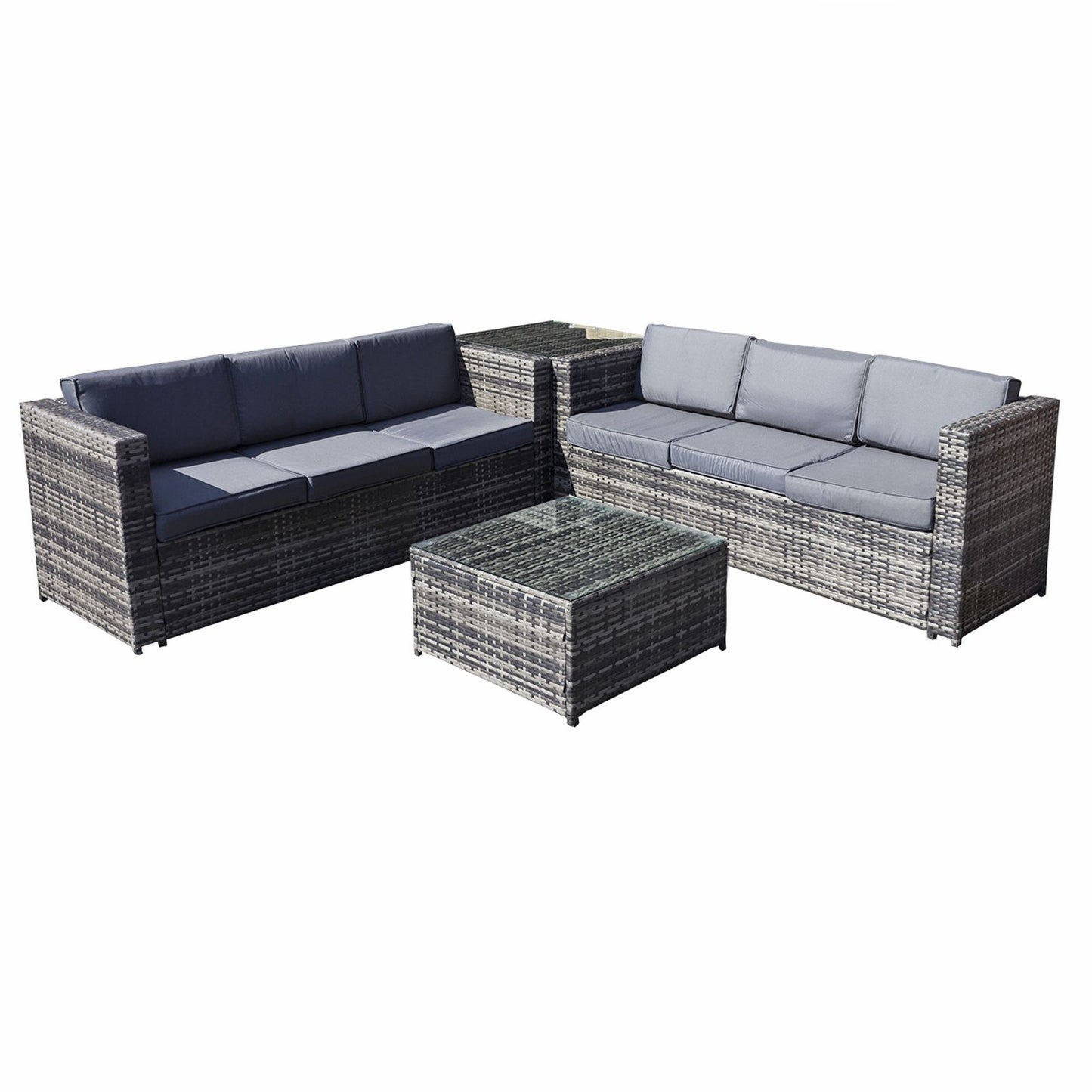 Malta Rattan 6 Seat Corner Set in Walnut Grey