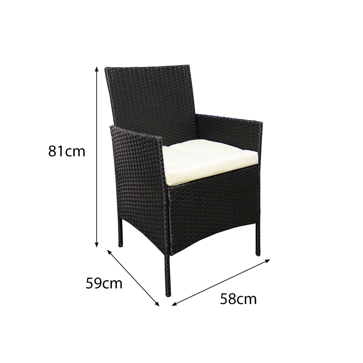 Hawaii KD Rattan 2 Seat Tea for Two Set in Black