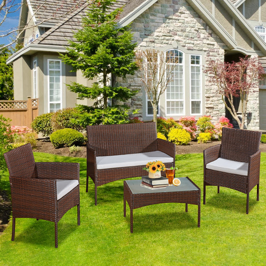 Garden Furniture Rattan Sofa Acorn Four-seater Lounge set-Mixed Brown