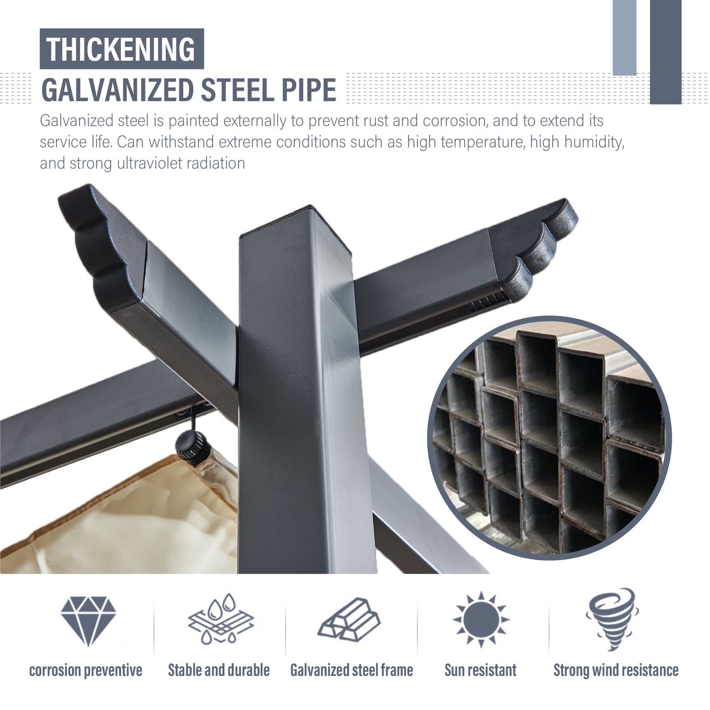3x4m Metal Pergola with Retractable Roof, Gazebo with Sun Shade Canopy for Garden Patio Outdoor