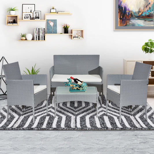 Garden Furniture Rattan Sofa Acorn Four-seater Lounge set-Grey