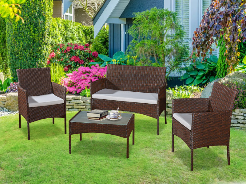 Garden Furniture Rattan Sofa Acorn Four-seater Lounge set-Mixed Brown