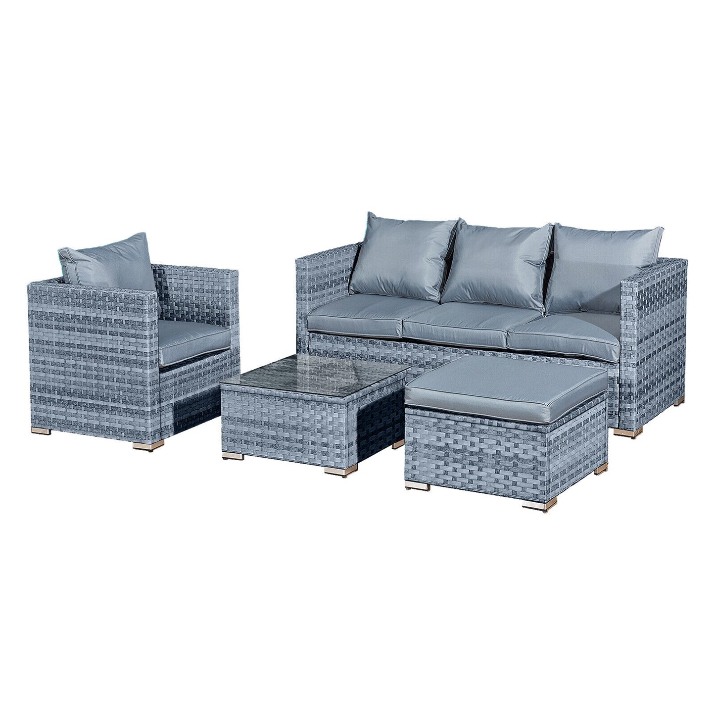 Acorn Rattan 5 Seat Lounge Sofa Set in Ocean Grey