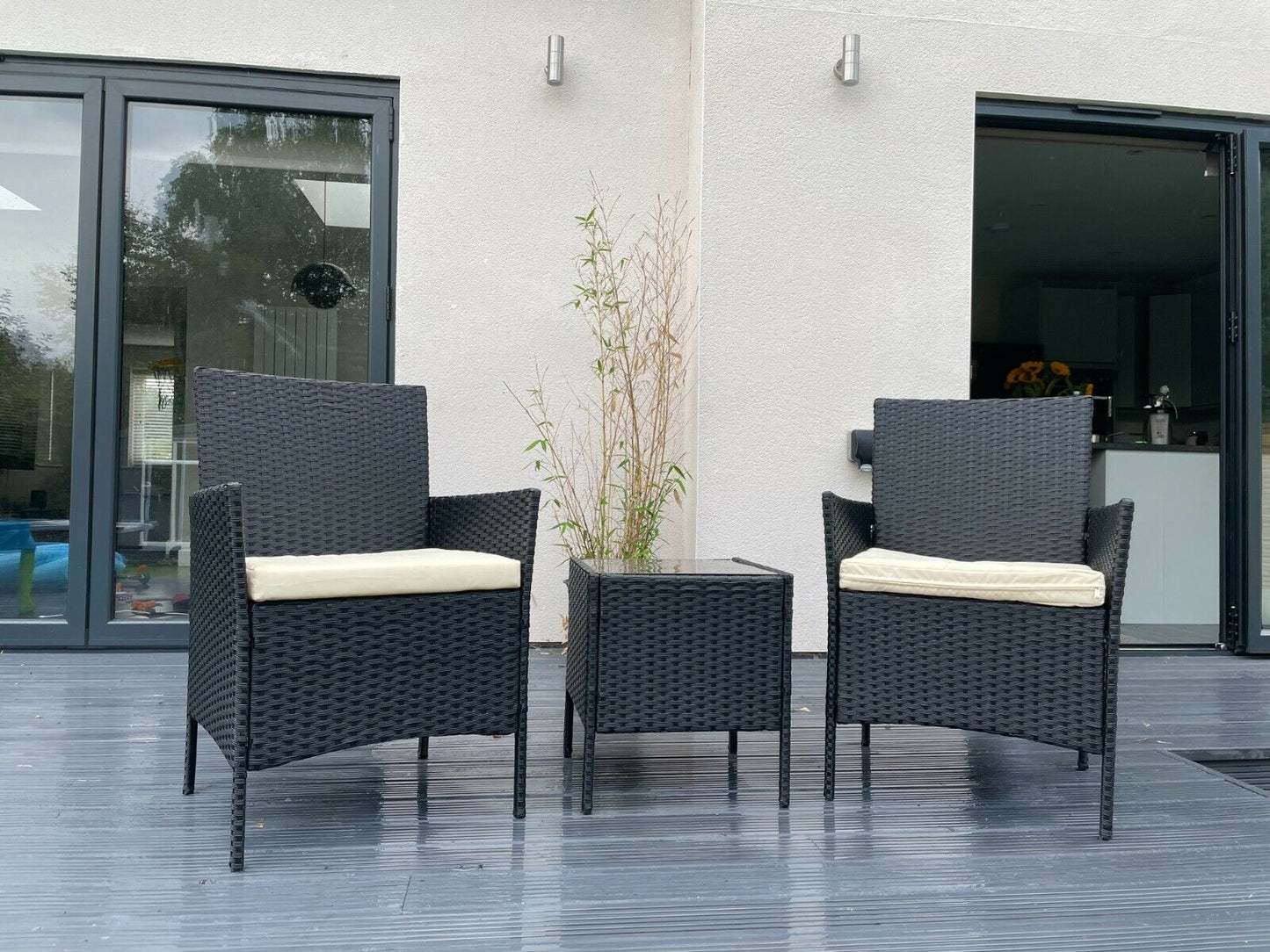 Hawaii KD Rattan 2 Seat Tea for Two Set in Black