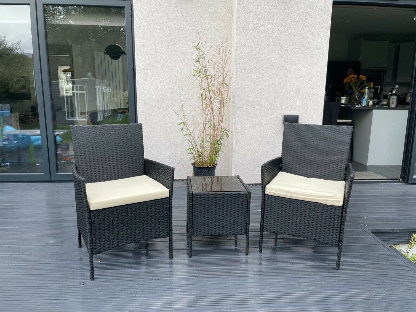 Hawaii KD Rattan 2 Seat Tea for Two Set in Black