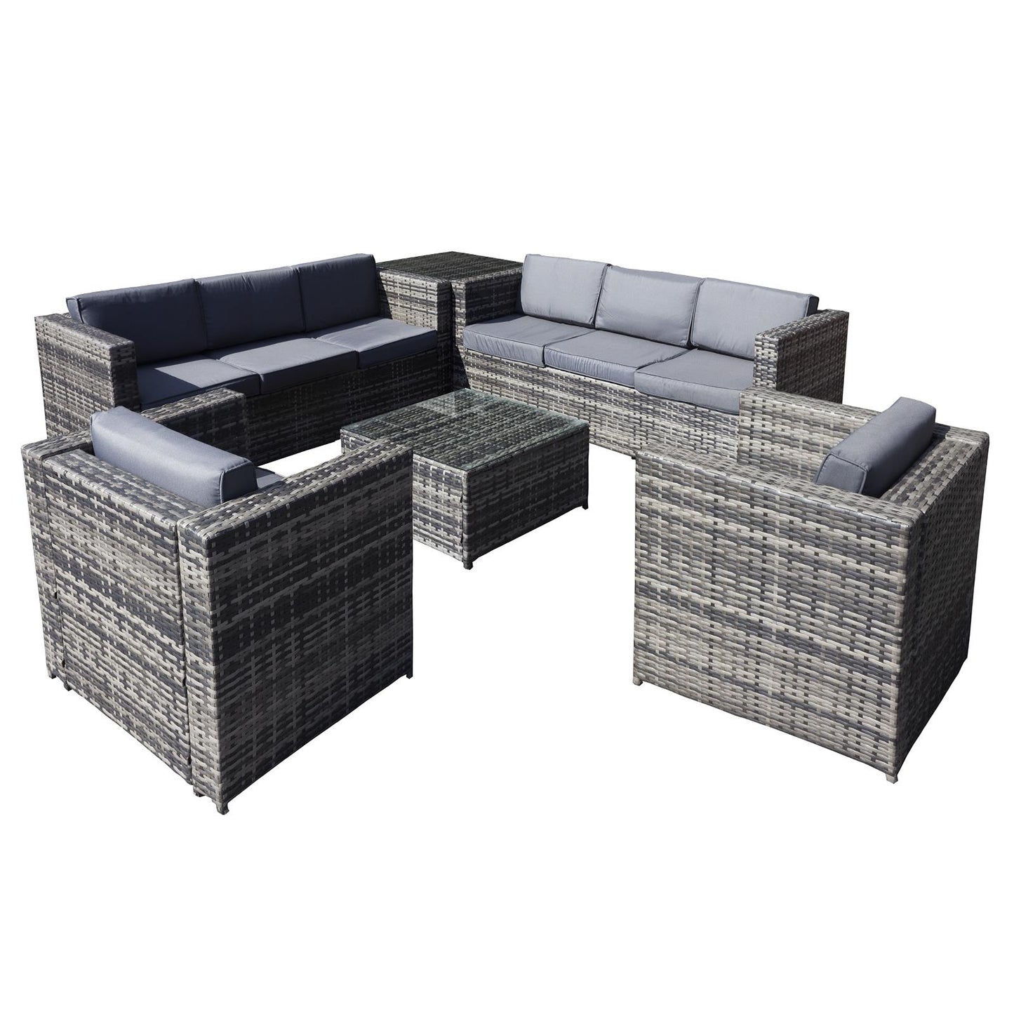 Malta Rattan 8 Seat Corner Garden Patio Outdoor Set in Walnut Grey