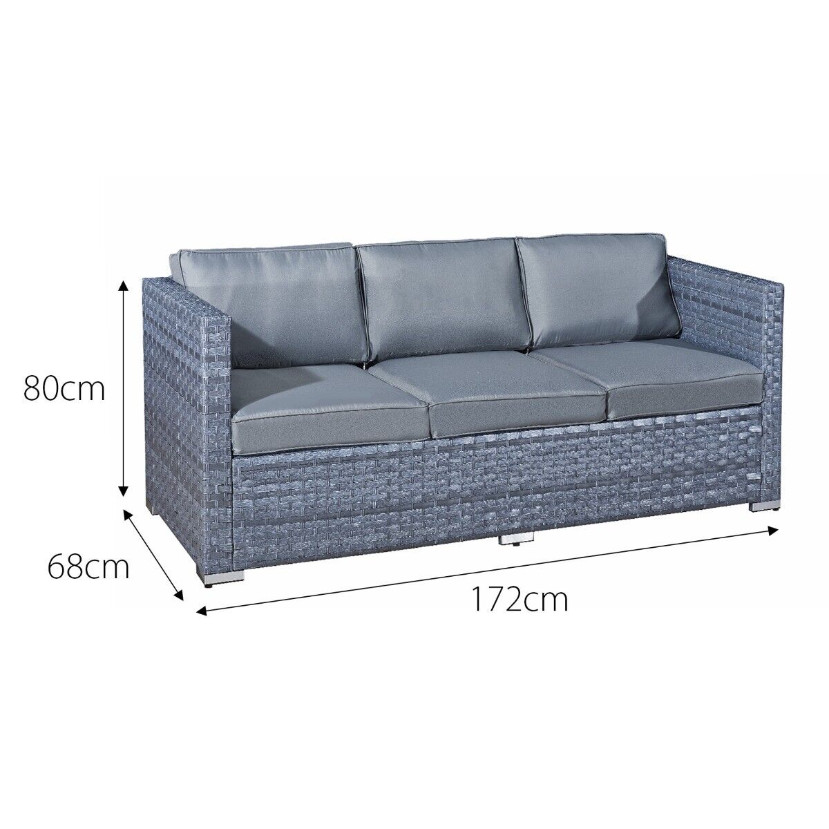 Malta Rattan 9 Seat U-Shape Set in Ocean Grey