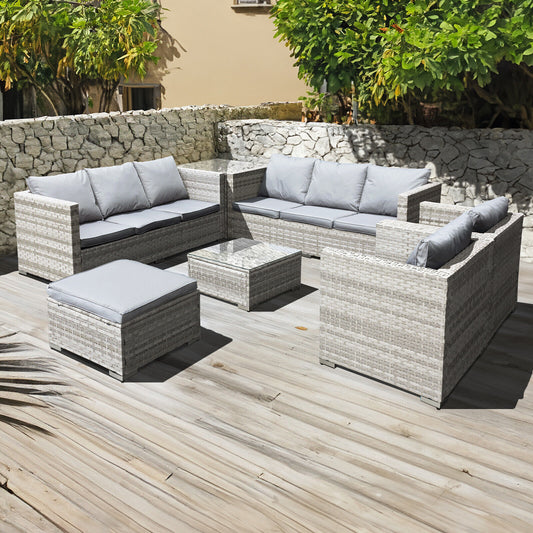 Malta XS Rattan 9 Seat U-Shape Set in Dove Grey