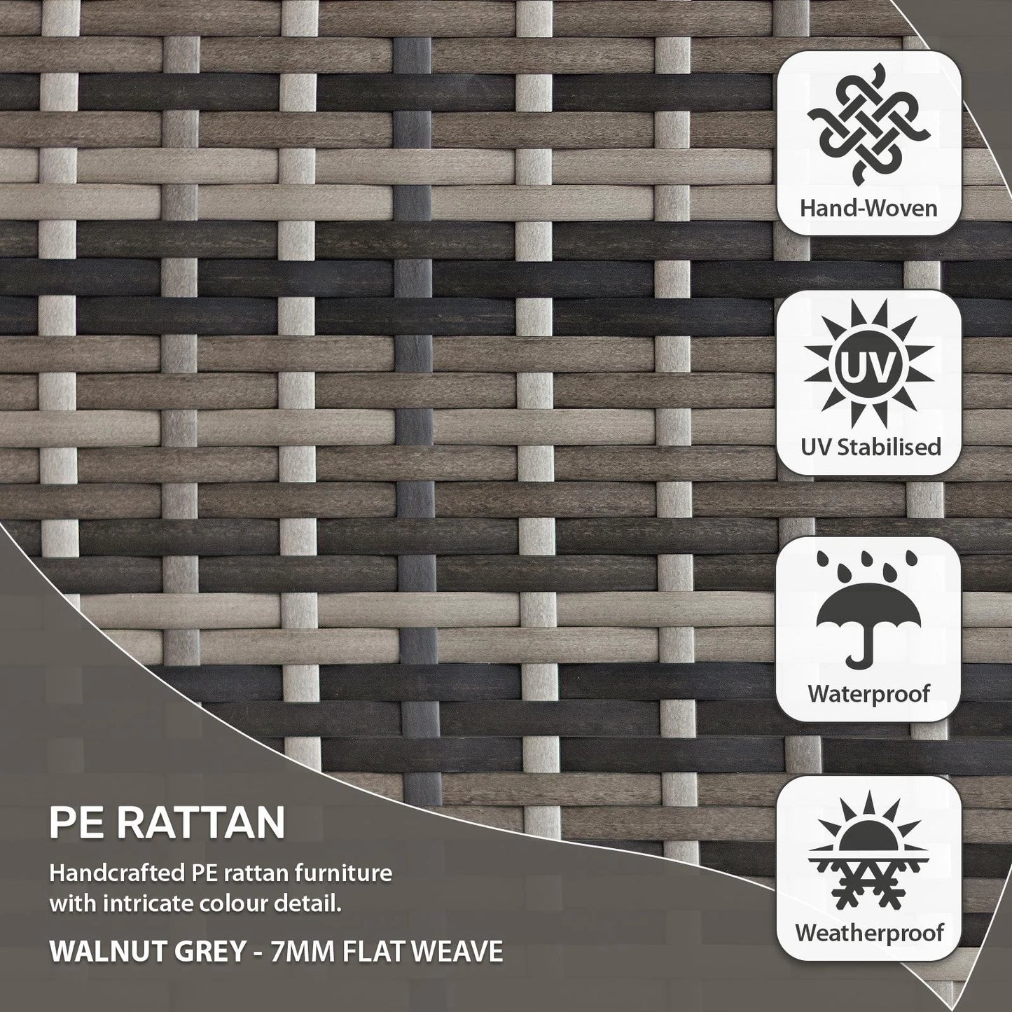 Malta Rattan 10 Seat Garden Patio Set in Grey Walnut with 2 Footstools
