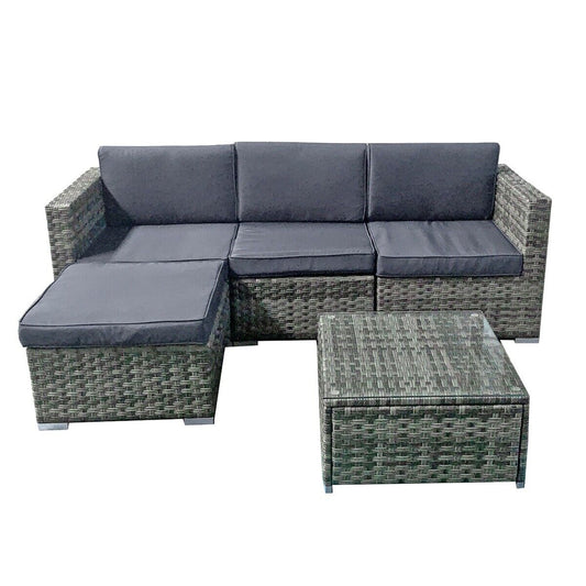 Trinidad KD Rattan 4 Seat Modular Chaise Lounge Set in Grey