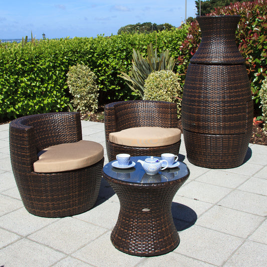 Provence Outdoor Conservatory Rattan 2 Seat Round Tea For Two Set