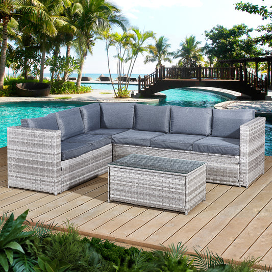 Garden Furniture Rattan Corner Sofa Set Acorn Corner sofa set with grey cushion