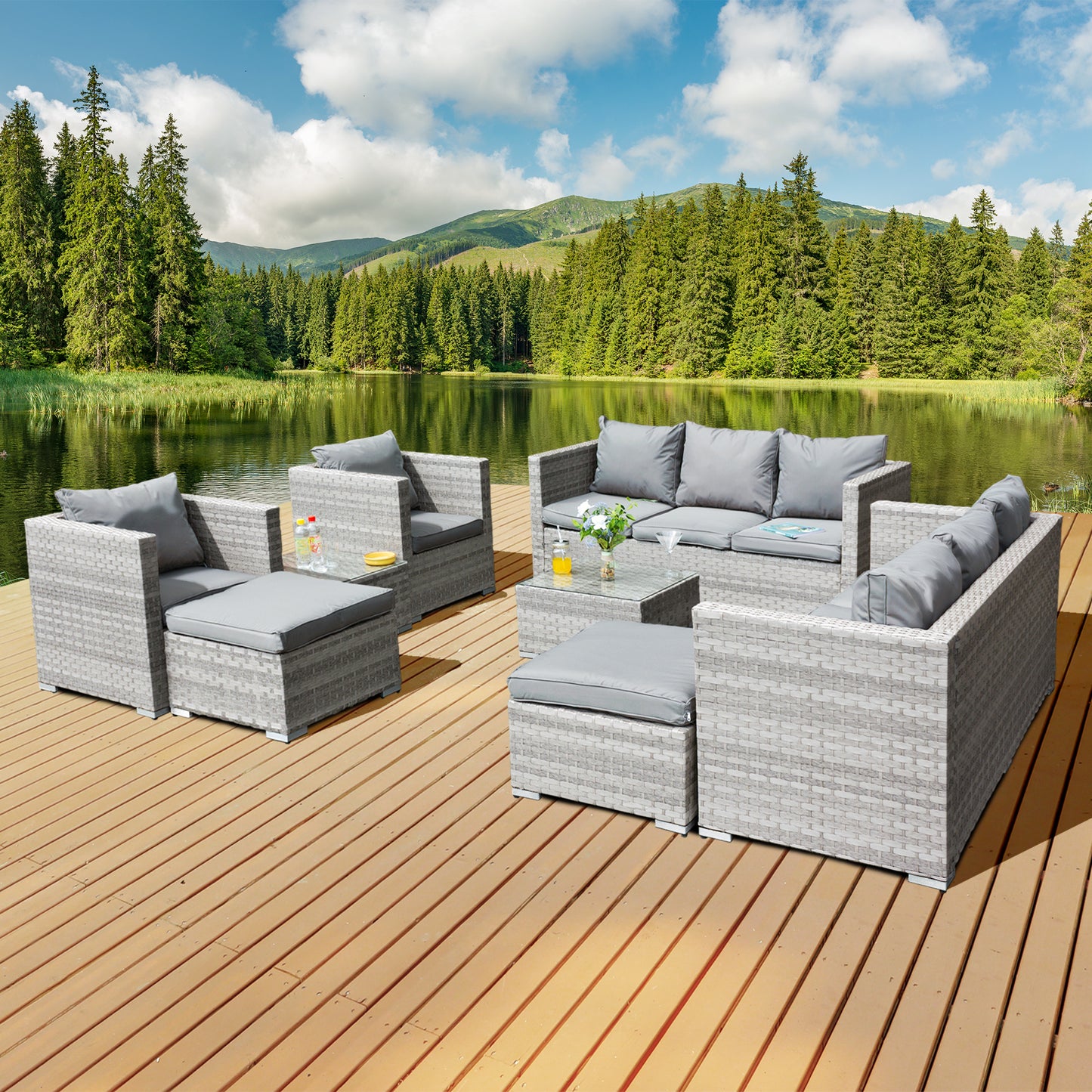 Garden Furniture Rattan Sofa Acorn 10-seater set