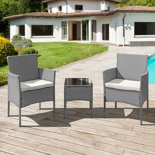 Garden Furniture Rattan Acorn Two-seater Bistro Balcony set in grey