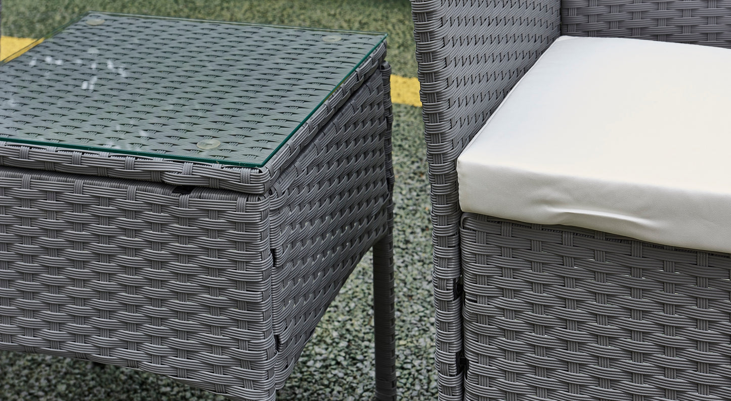 Garden Furniture Rattan Acorn Two-seater Bistro Balcony set in grey