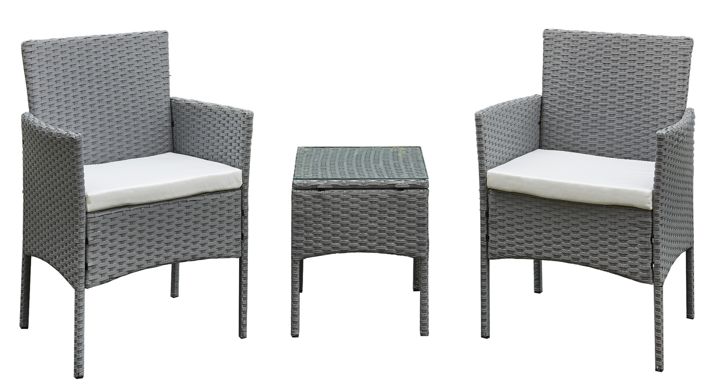 Garden Furniture Rattan Acorn Two-seater Bistro Balcony set in grey