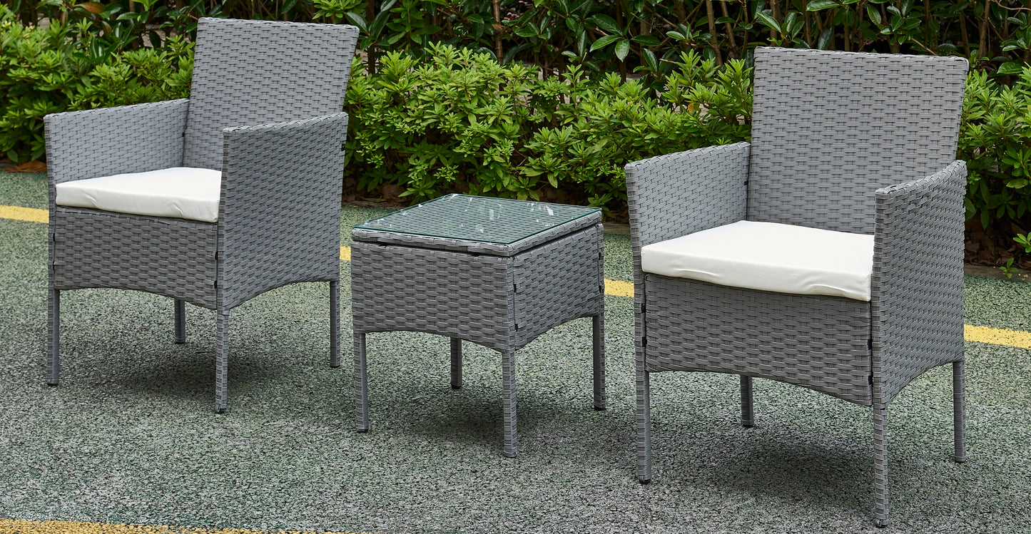 Garden Furniture Rattan Acorn Two-seater Bistro Balcony set in grey