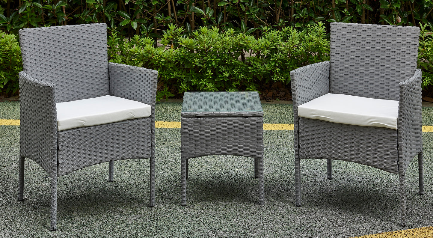Garden Furniture Rattan Acorn Two-seater Bistro Balcony set in grey