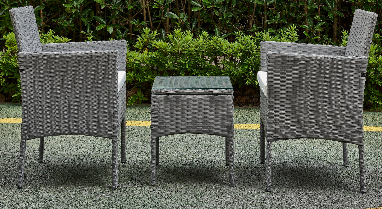 Garden Furniture Rattan Acorn Two-seater Bistro Balcony set in grey